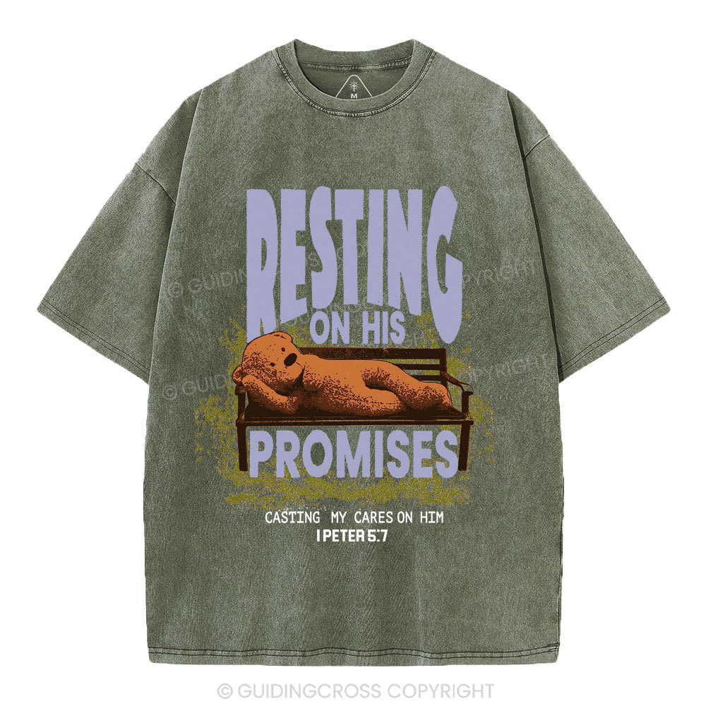Resting On His Promises Christian Washed T-Shirt