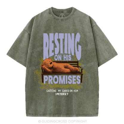 Resting On His Promises Christian Washed T-Shirt