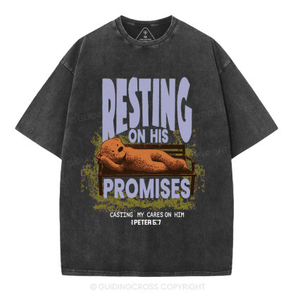 Resting On His Promises Christian Washed T-Shirt