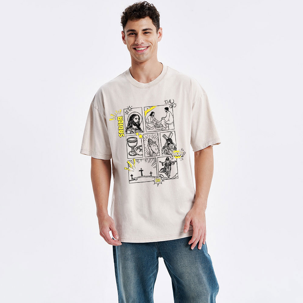 Resurrection Graphic Faith Christian Washed T-Shirt