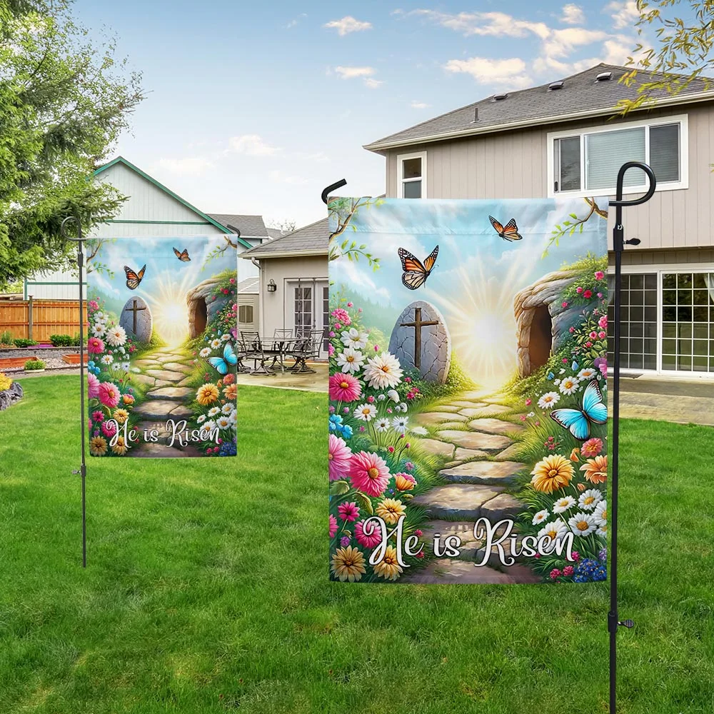 Resurrection of Jesus Easter Day He Is Risen Christian Flag