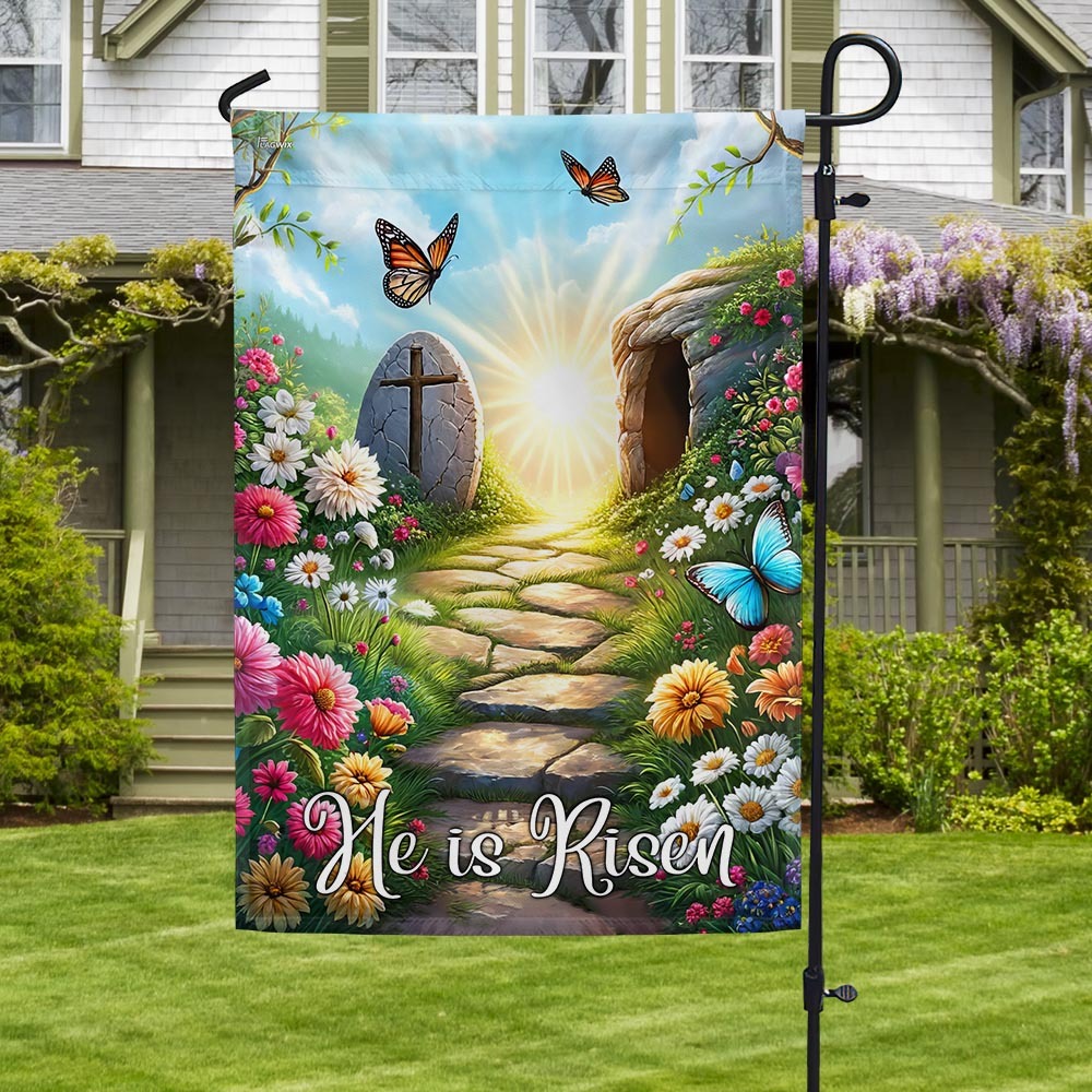 Resurrection of Jesus Easter Day He Is Risen Christian Flag