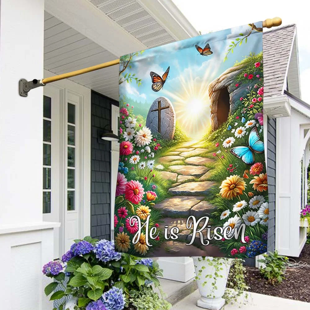 Resurrection of Jesus Easter Day He Is Risen Christian Flag