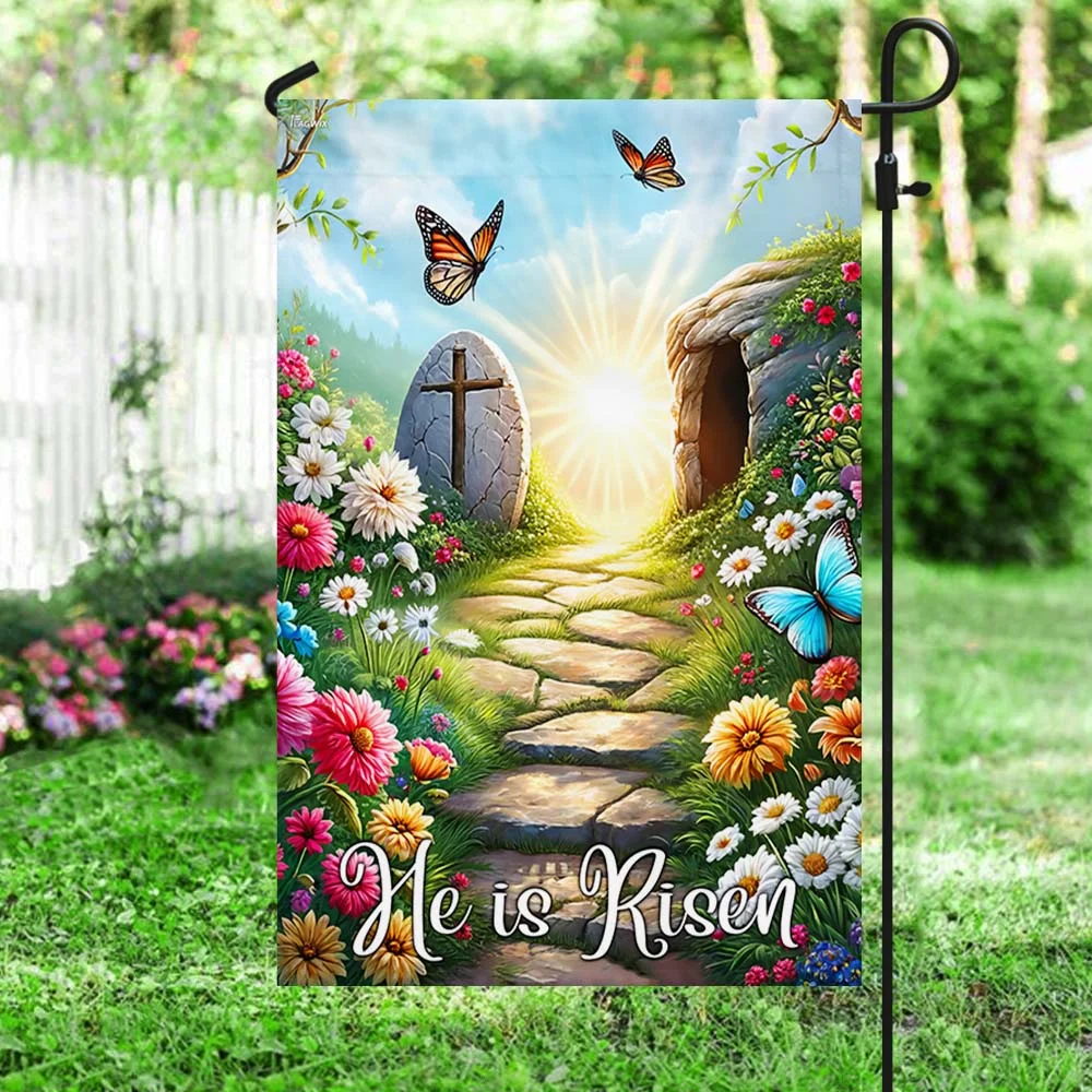 Resurrection of Jesus Easter Day He Is Risen Christian Flag