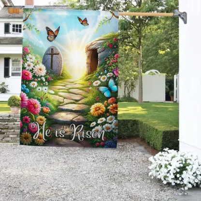 Resurrection of Jesus Easter Day He Is Risen Christian Flag