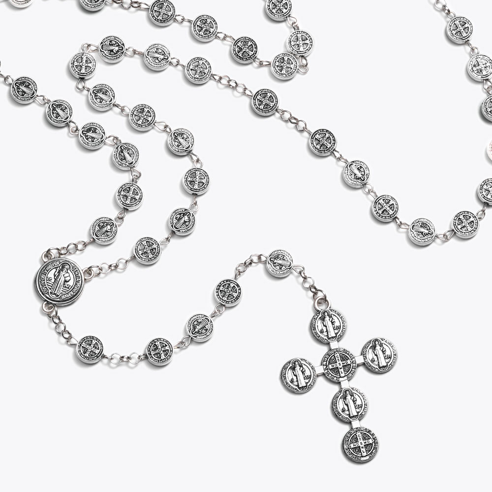 Retro Alloy Bead Rosary Necklace