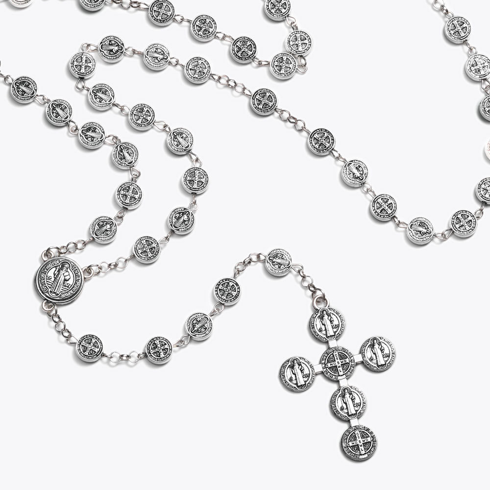 Retro Alloy Bead Rosary Necklace