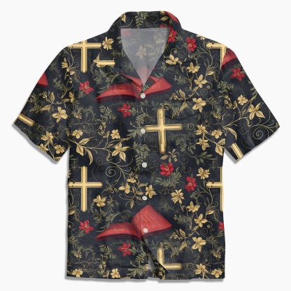 Retro Bible Flower Cross Christian Hawaiian Shirt