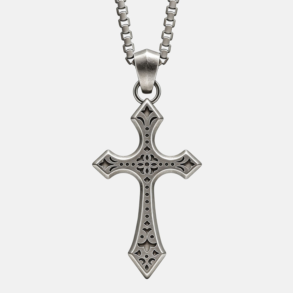Retro Cross Christian 925 Sterling Silver Necklace