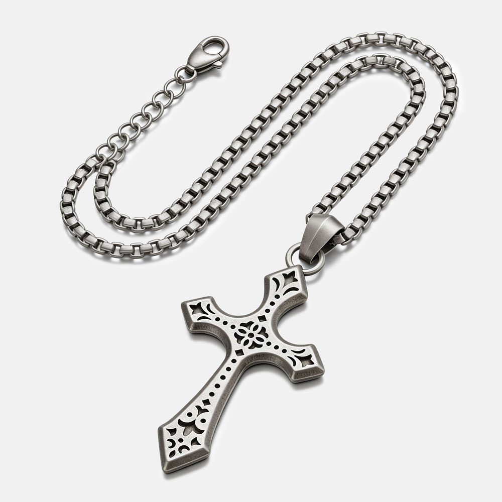 Retro Cross Christian 925 Sterling Silver Necklace