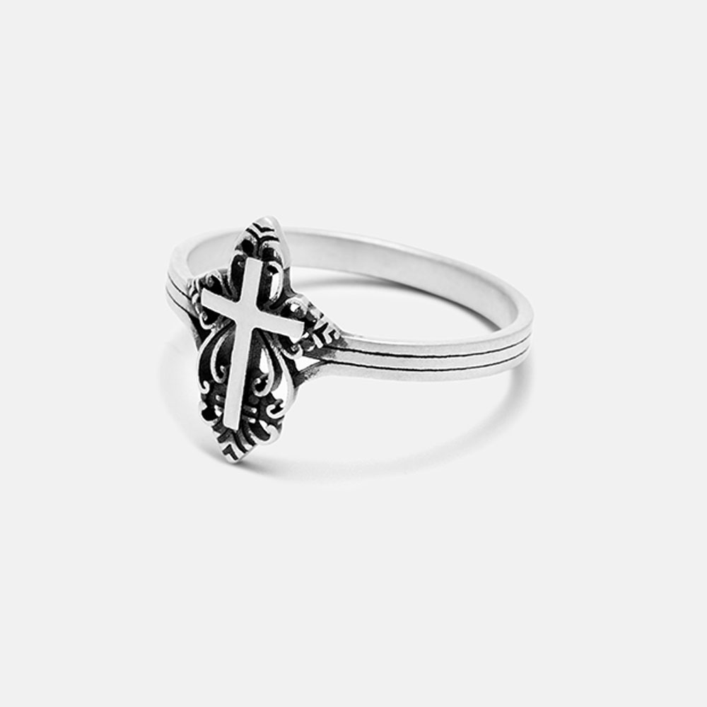Retro Cross Christian 925 Sterling Silver Ring