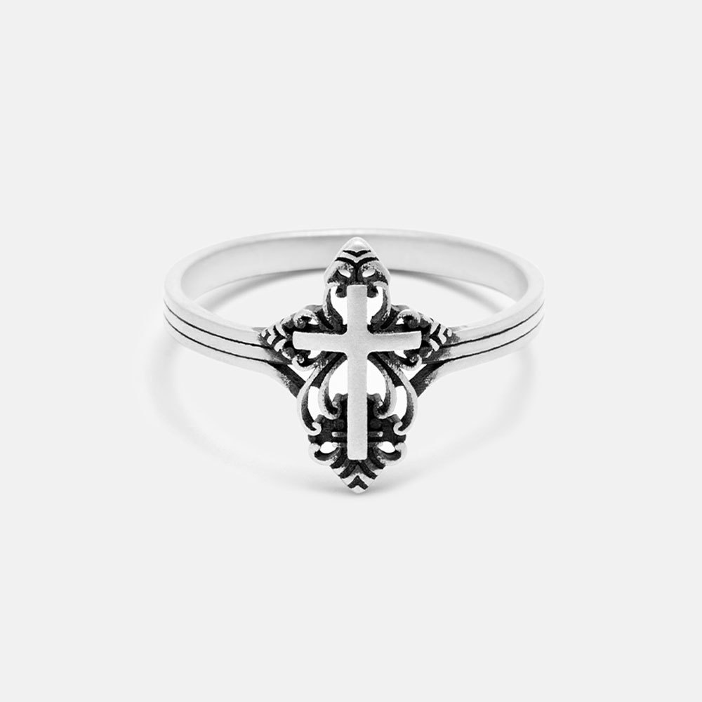 Retro Cross Christian 925 Sterling Silver Ring