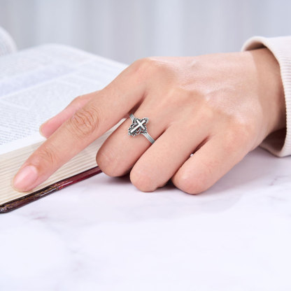 Retro Cross Christian 925 Sterling Silver Ring