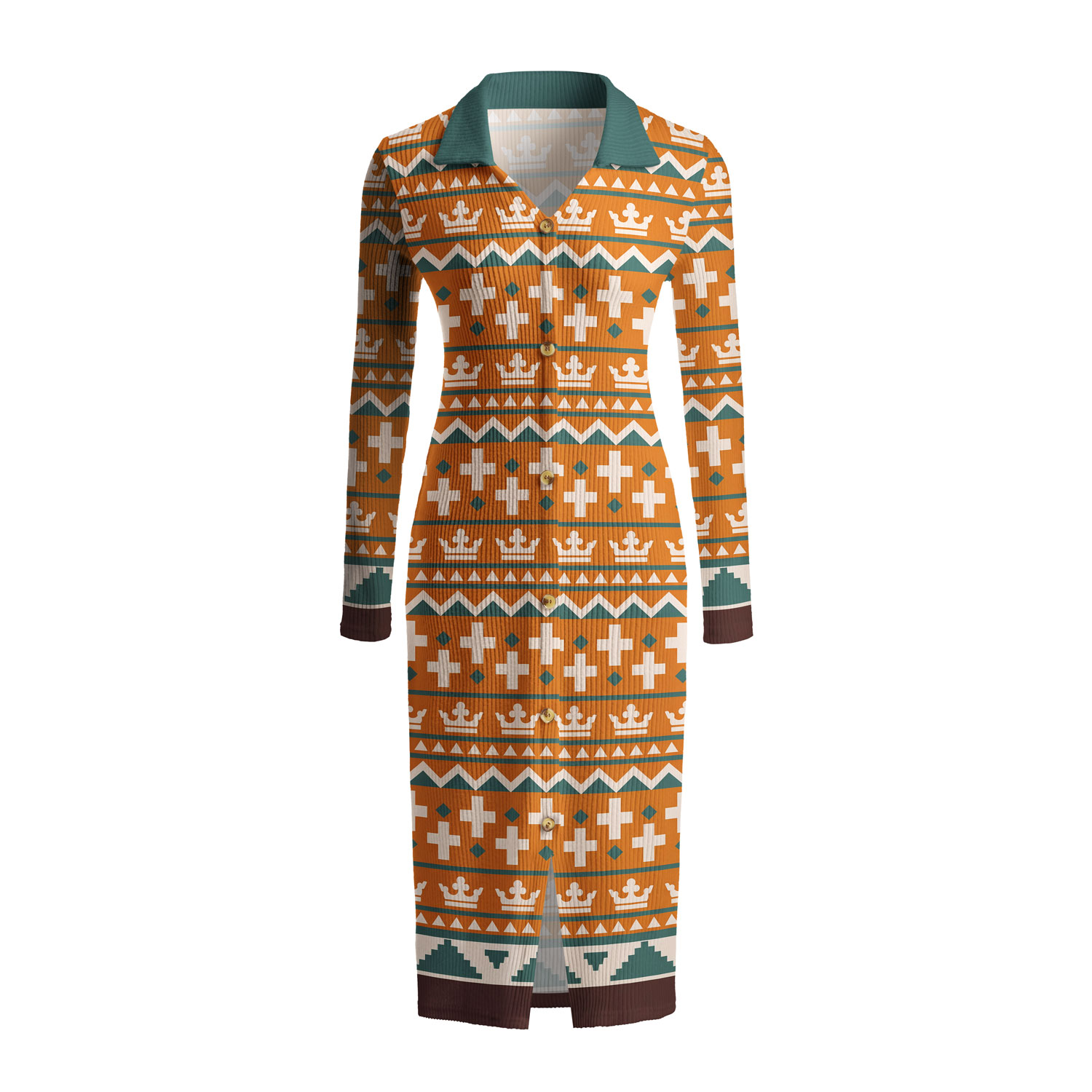 Retro Faith Cross Christian Ribbed Knit Midi Dress
