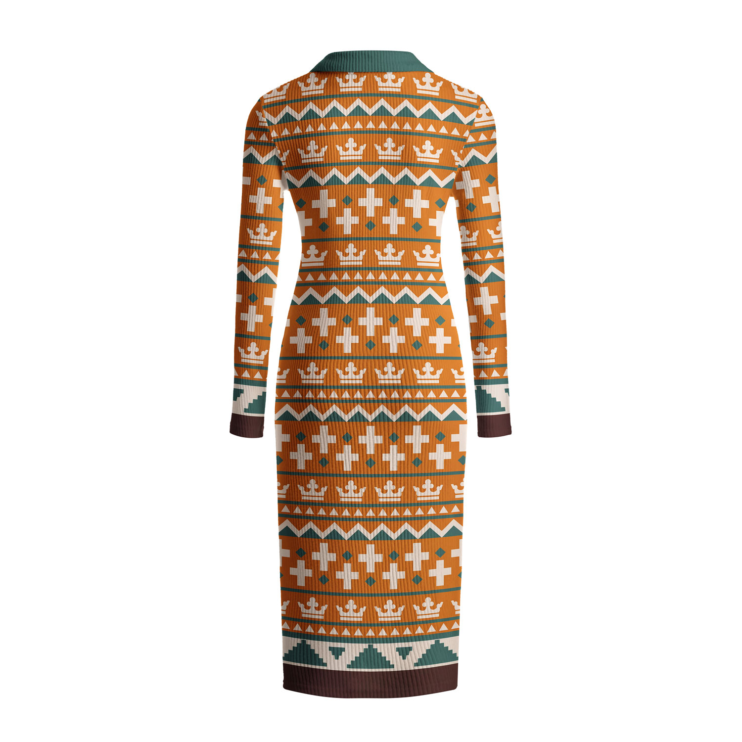 Retro Faith Cross Christian Ribbed Knit Midi Dress