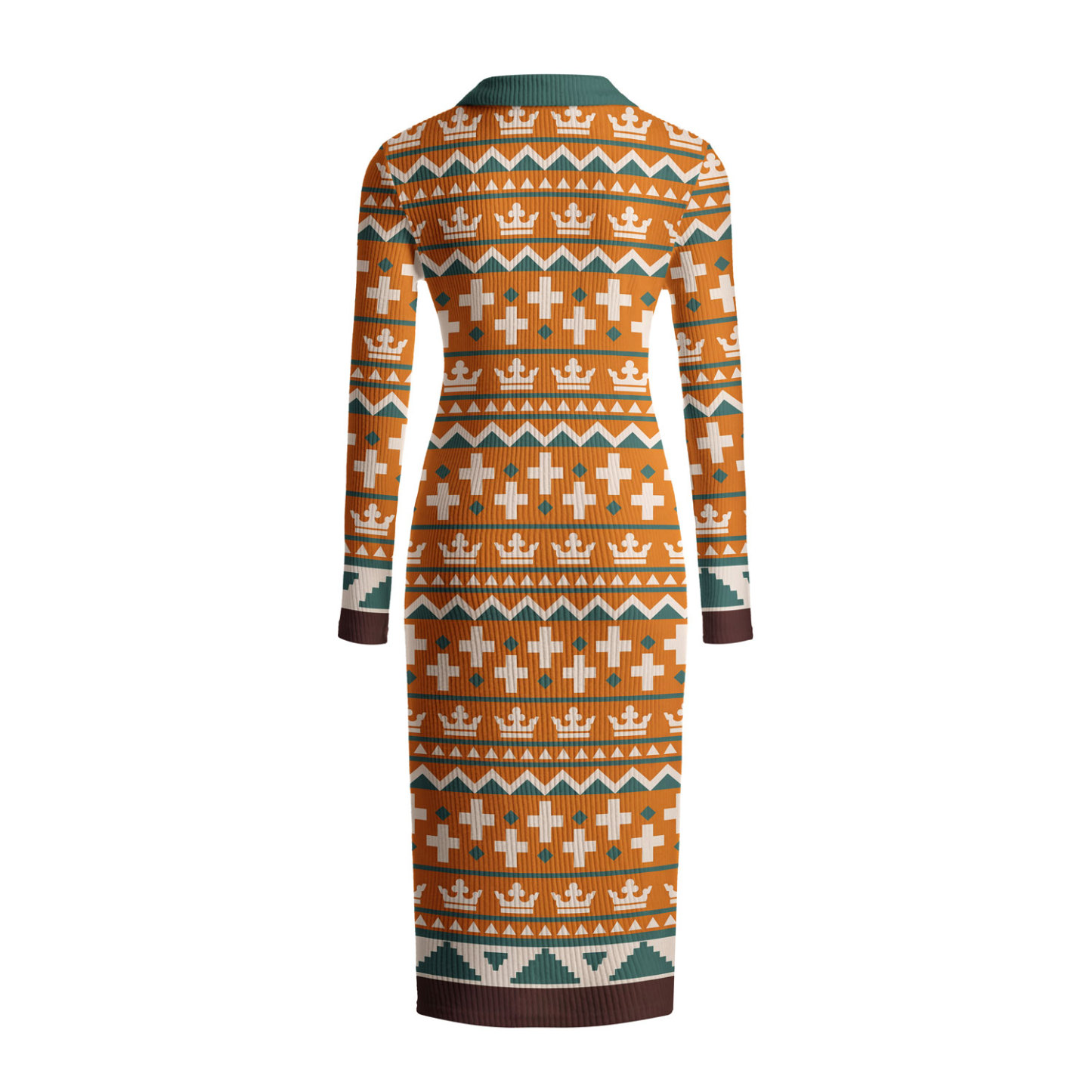 Retro Faith Cross Christian Ribbed Knit Midi Dress