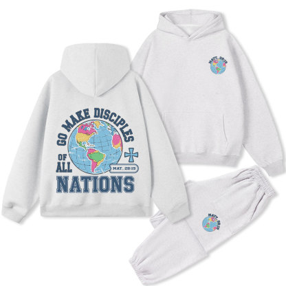 Retro Go Make Disciples Christian Premium Fleece Hoodie Set