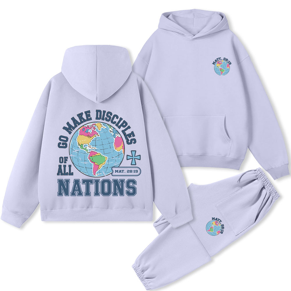 Retro Go Make Disciples Christian Premium Fleece Hoodie Set