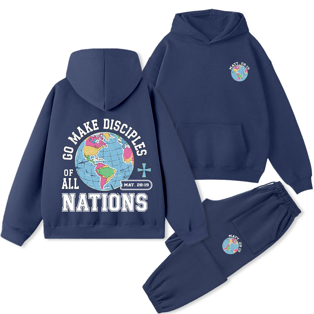 Retro Go Make Disciples Christian Premium Fleece Hoodie Set