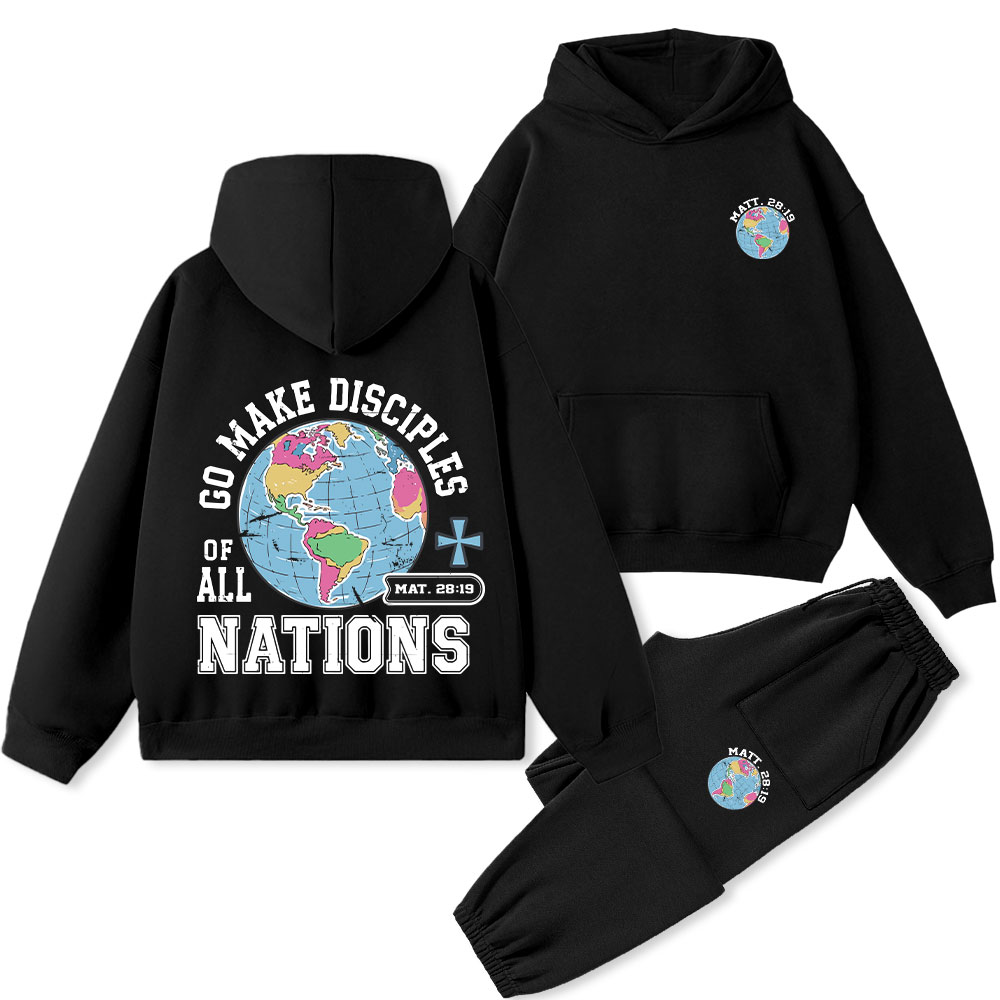 Retro Go Make Disciples Christian Premium Fleece Hoodie Set
