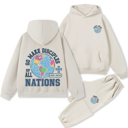 Retro Go Make Disciples Christian Premium Fleece Hoodie Set
