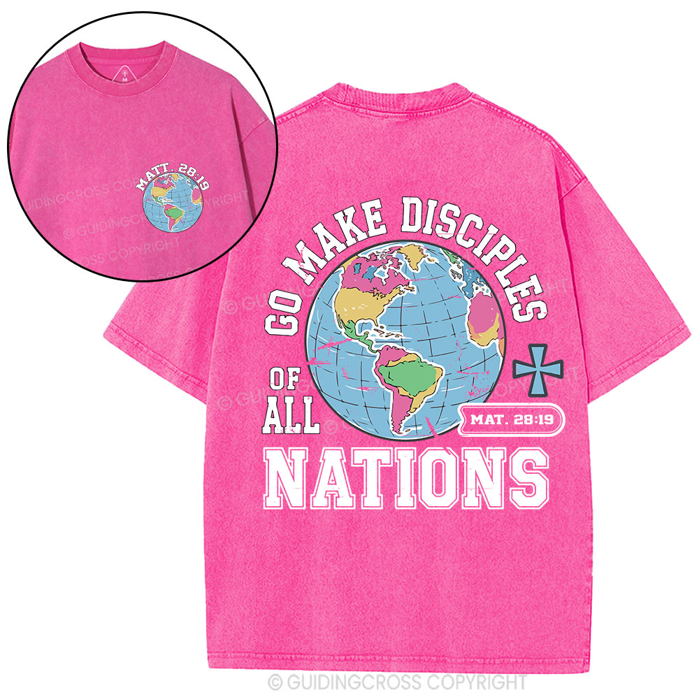 Retro Go Make Disciples Christian Washed T-Shirt
