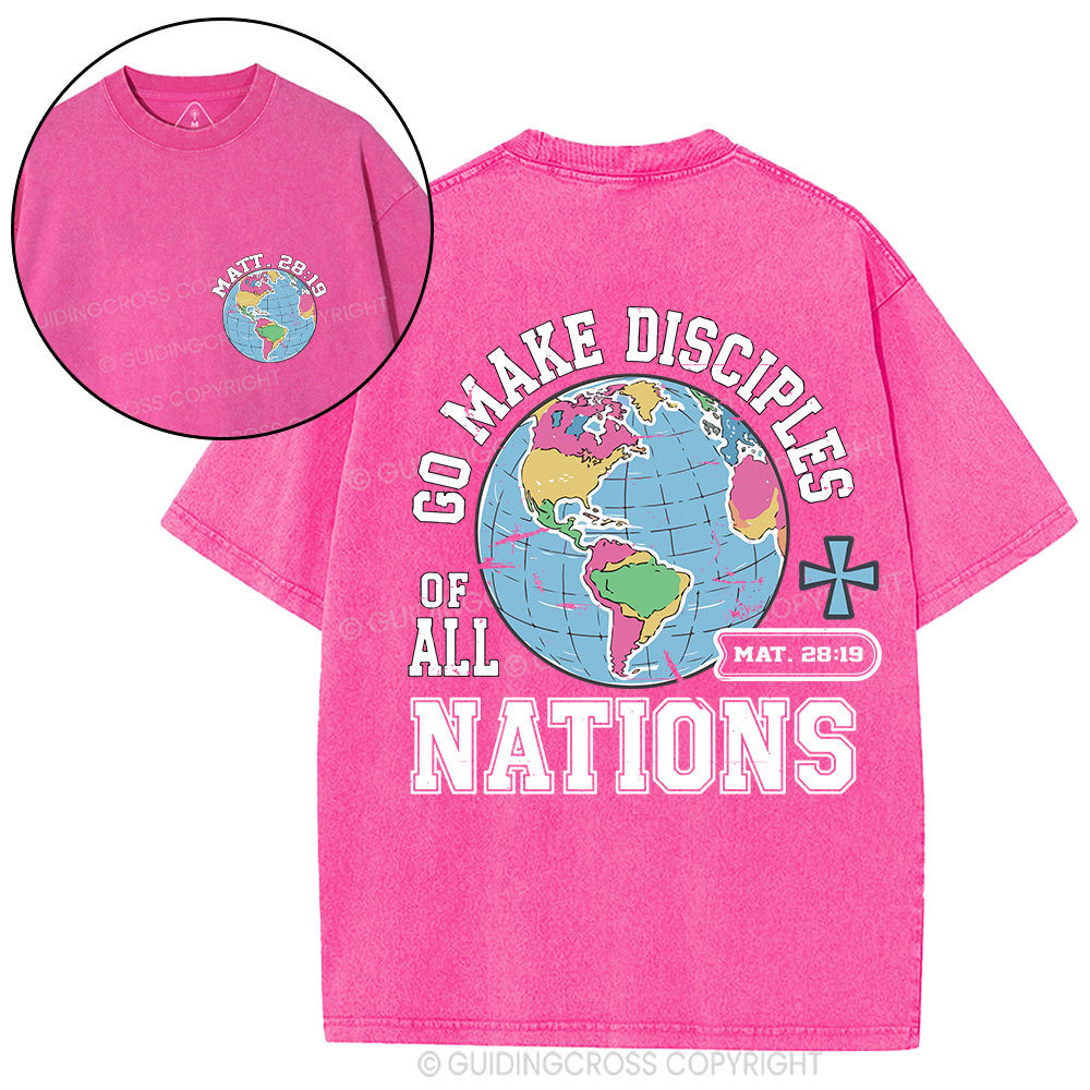 Retro Go Make Disciples Christian Washed T-Shirt