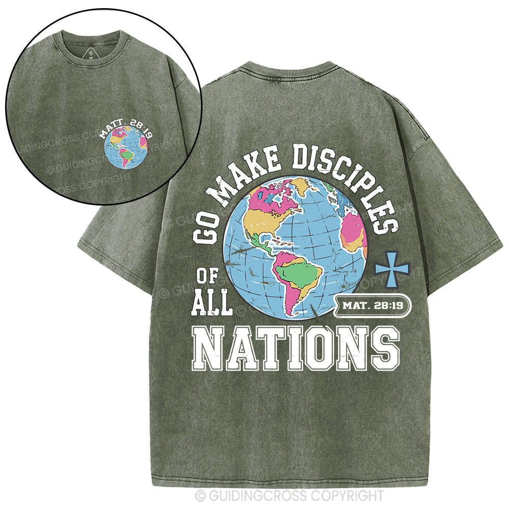 Retro Go Make Disciples Christian Washed T-Shirt