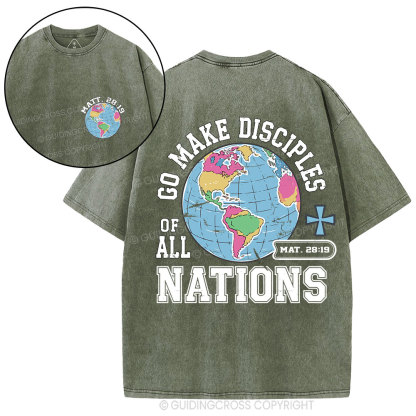 Retro Go Make Disciples Christian Washed T-Shirt