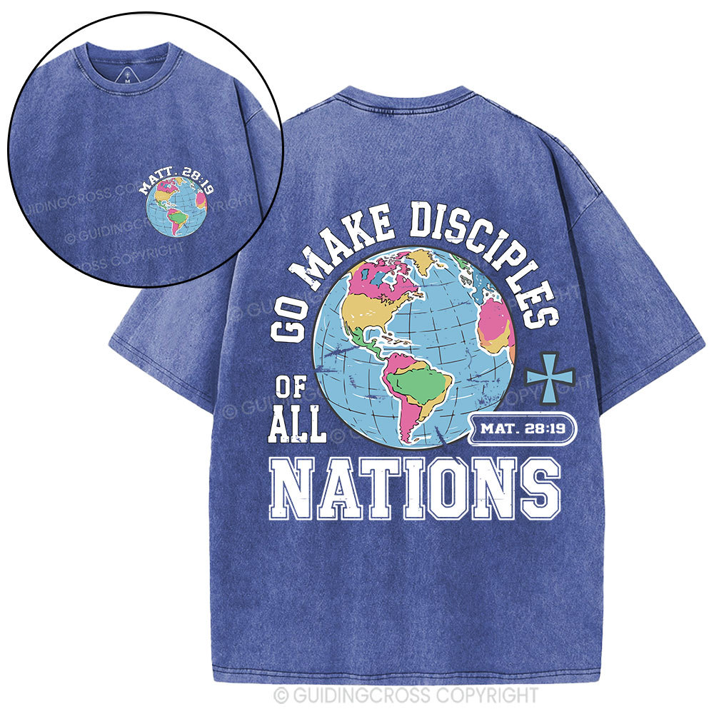 Retro Go Make Disciples Christian Washed T-Shirt