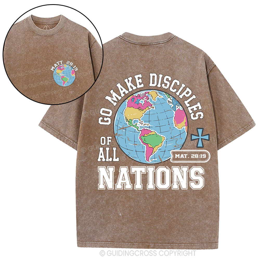 Retro Go Make Disciples Christian Washed T-Shirt