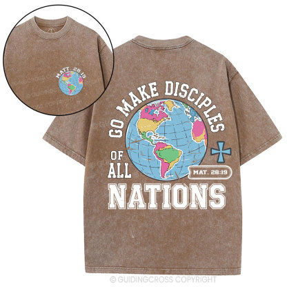 Retro Go Make Disciples Christian Washed T-Shirt