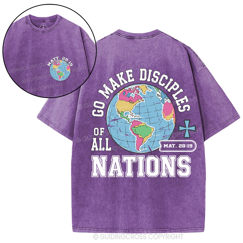 Retro Go Make Disciples Christian Washed T-Shirt