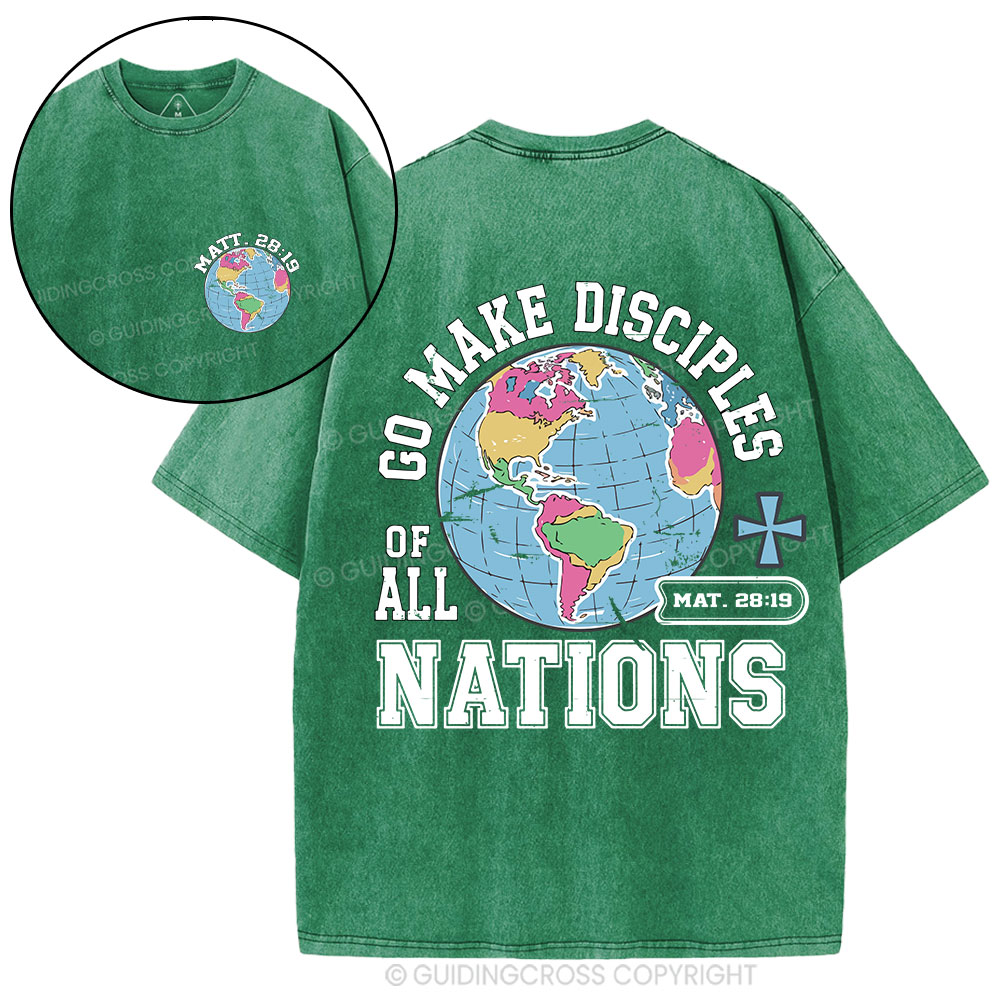 Retro Go Make Disciples Christian Washed T-Shirt