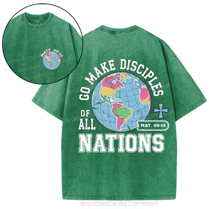 Retro Go Make Disciples Christian Washed T-Shirt