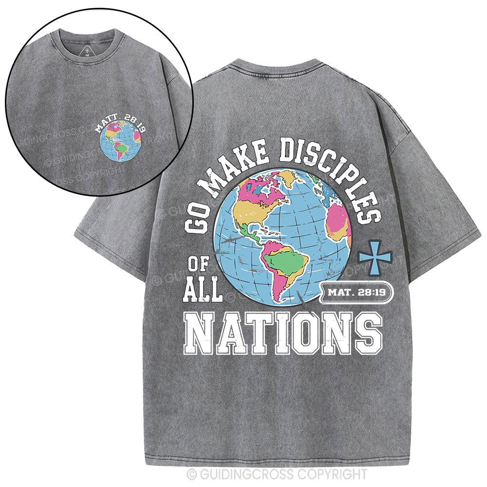 Retro Go Make Disciples Christian Washed T-Shirt