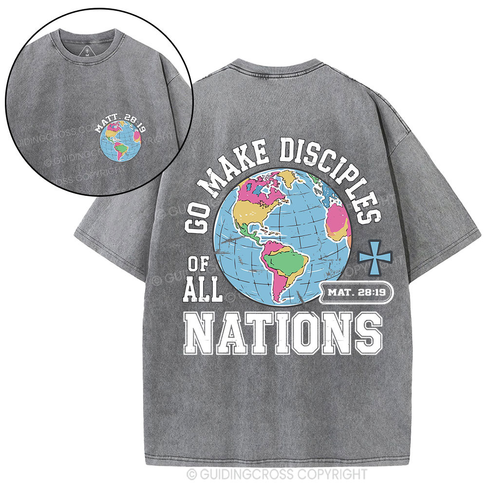 Retro Go Make Disciples Christian Washed T-Shirt