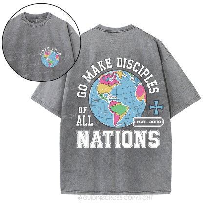 Retro Go Make Disciples Christian Washed T-Shirt