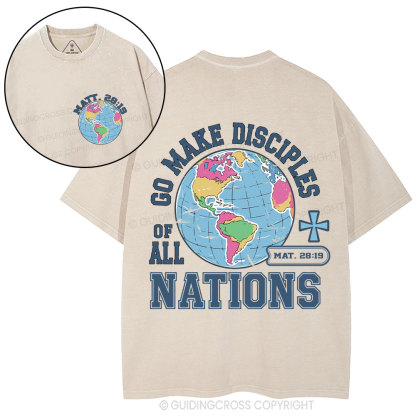 Retro Go Make Disciples Christian Washed T-Shirt