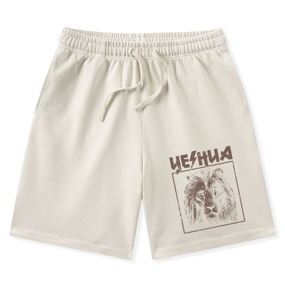 Retro Lion Yeshua Christian Washed Shorts