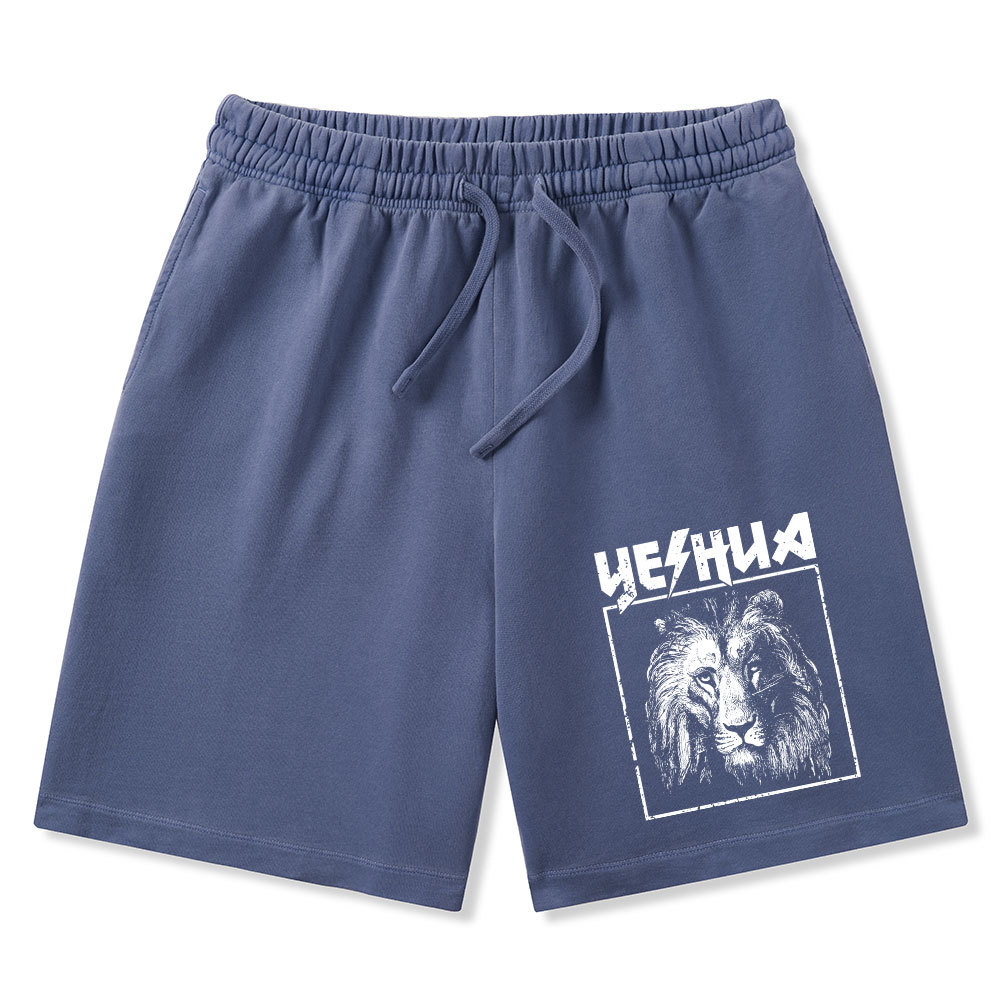 Retro Lion Yeshua Christian Washed Shorts
