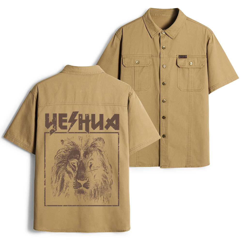 Retro Lion Yeshua Christian Work Shirt