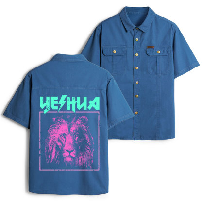 Retro Lion Yeshua Christian Work Shirt
