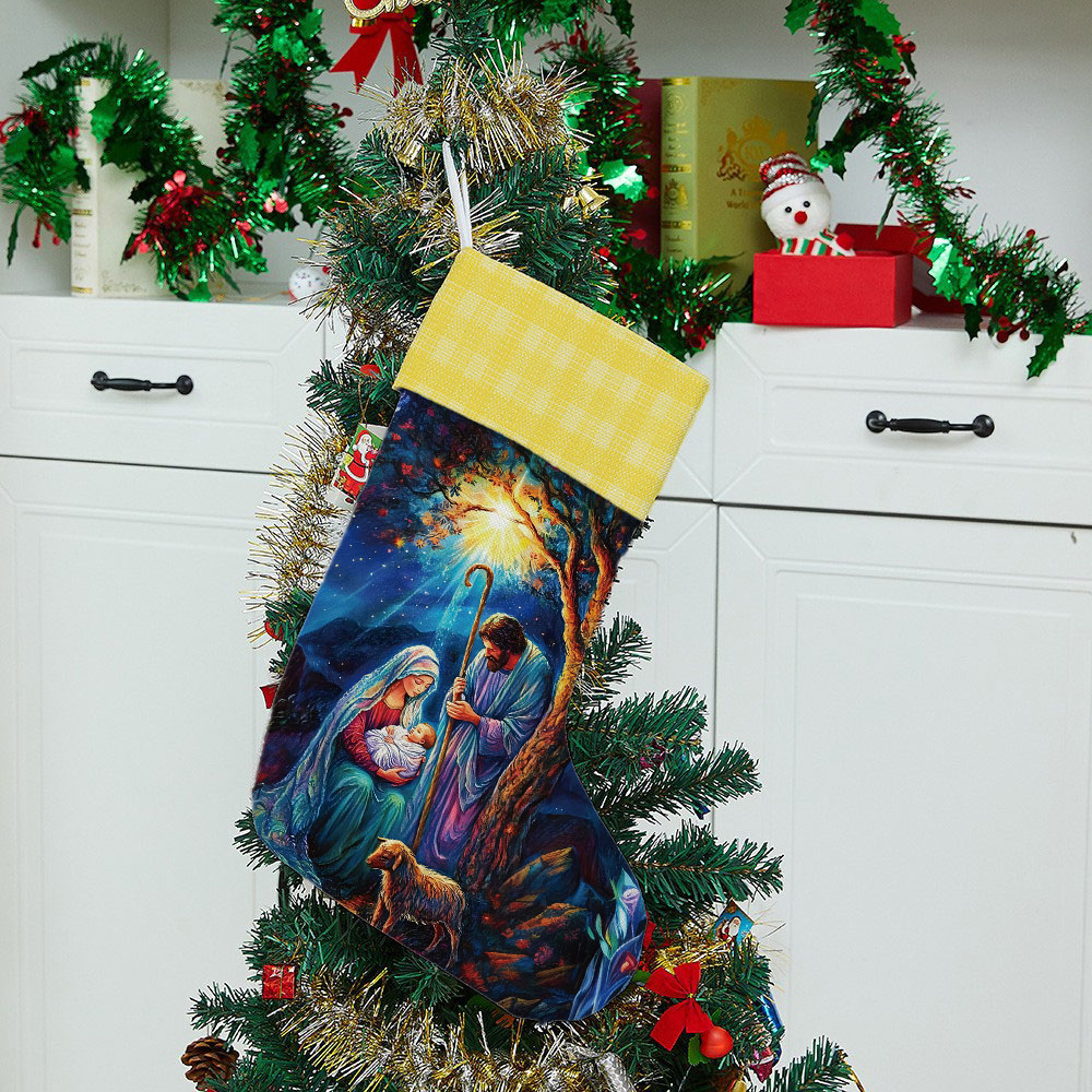 Retro Nativity Christian Christmas Stockings