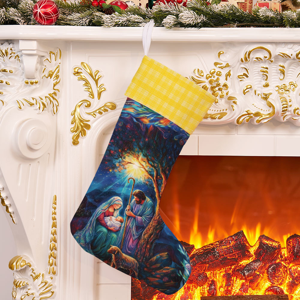 Retro Nativity Christian Christmas Stockings