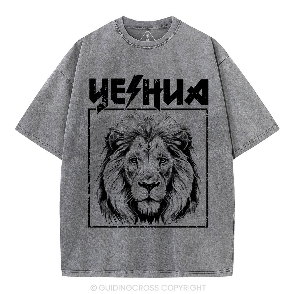 Retro Yeshua Lion Christian Washed T-Shirt