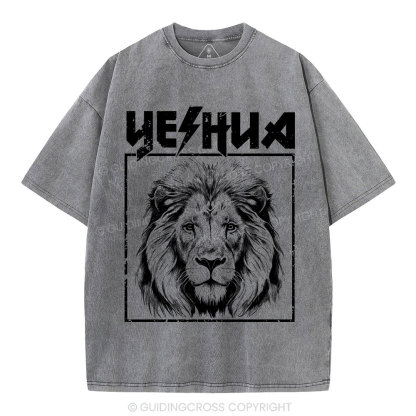 Retro Yeshua Lion Christian Washed T-Shirt