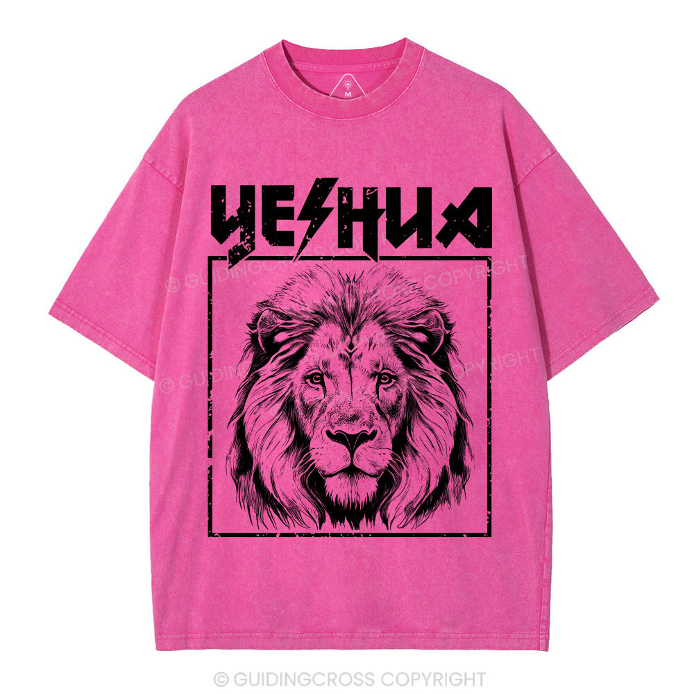 Retro Yeshua Lion Christian Washed T-Shirt