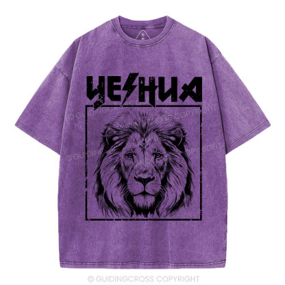 Retro Yeshua Lion Christian Washed T-Shirt