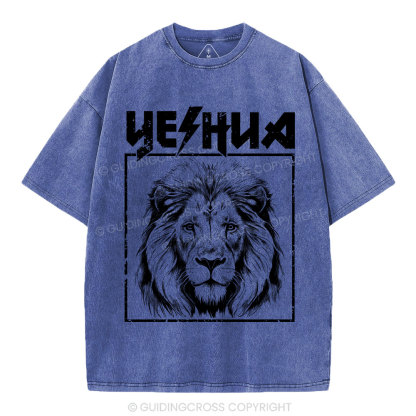Retro Yeshua Lion Christian Washed T-Shirt